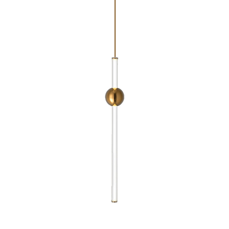 Flute Hanging Light Kit Simple Style Gold/White Glass 1 Head Stairway Pendant Light Fixture