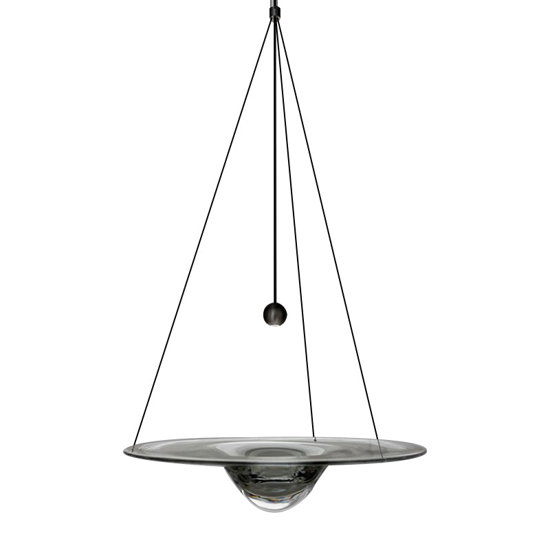 Luz de colgante colgante de sombrero Contemporáneo Clear Glass 1 Cabeza de comedor Luz de suspensión