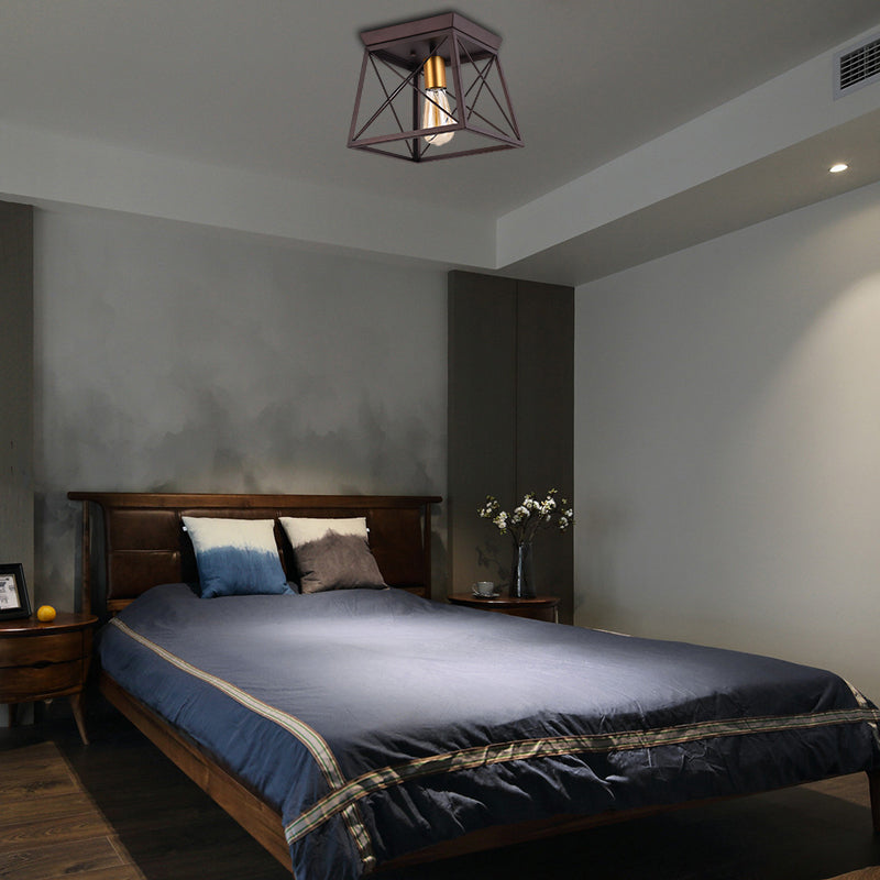 Plafonnier à cadre carré en métal, Style industriel, 2 ampoules, plafonnier à café pour Restaurant, 10 "/12" de large