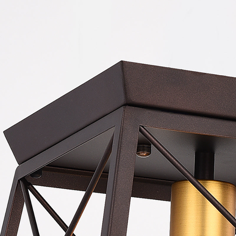 Plafonnier à cadre carré en métal, Style industriel, 2 ampoules, plafonnier à café pour Restaurant, 10 "/12" de large