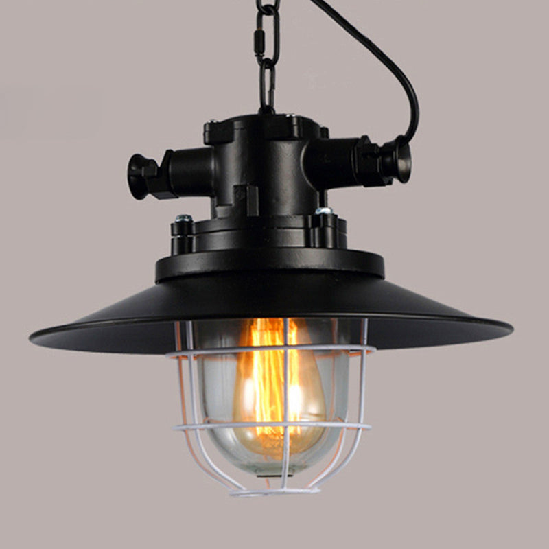 1 kit di luce in gabbia leggera retrò la luce sospesa in metallo industriale con catena sospesa per il ristorante