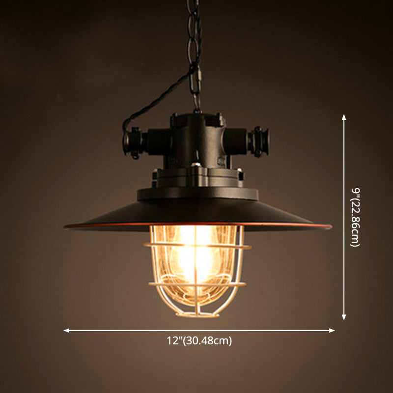 1 kit di luce in gabbia leggera retrò la luce sospesa in metallo industriale con catena sospesa per il ristorante