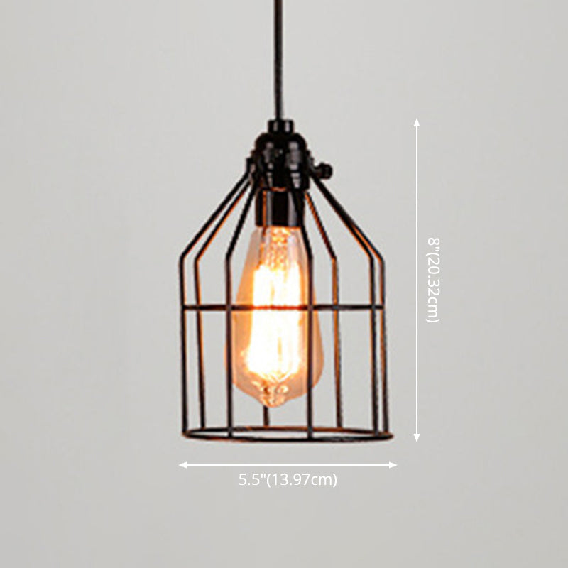 1 Light Cage Hanging Light Fixtures Retro Industrial Metal Ceiling Pendant for Restaurant
