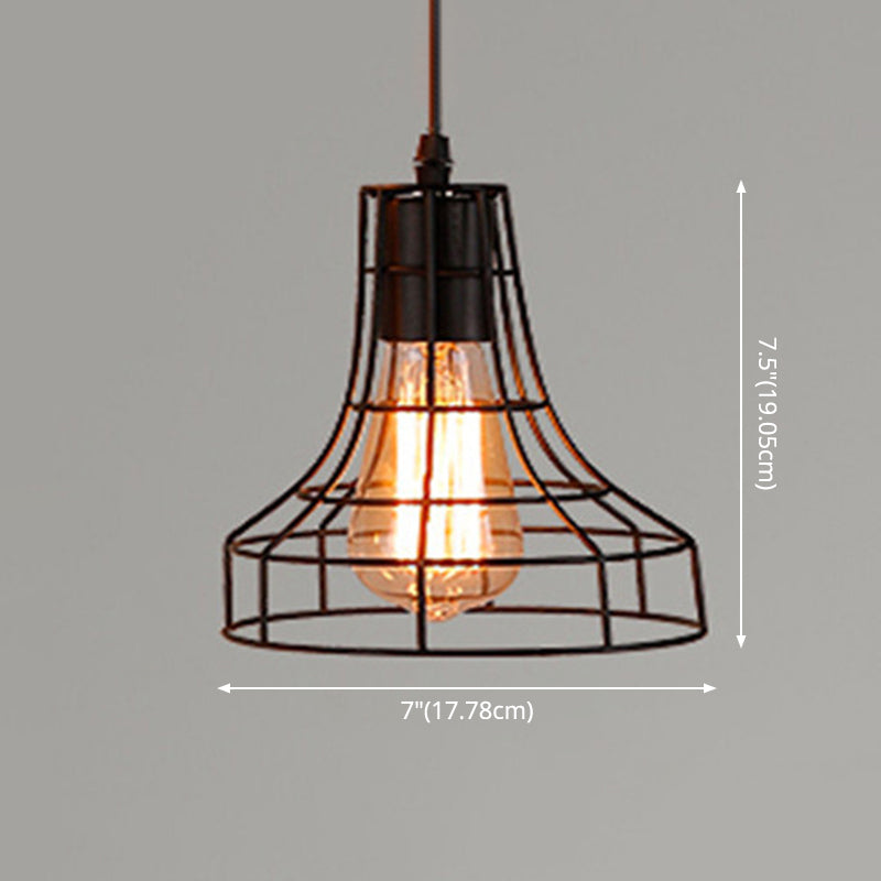 1 Light Cage Hanging Light Fixtures Retro Industrial Metal Ceiling Pendant for Restaurant