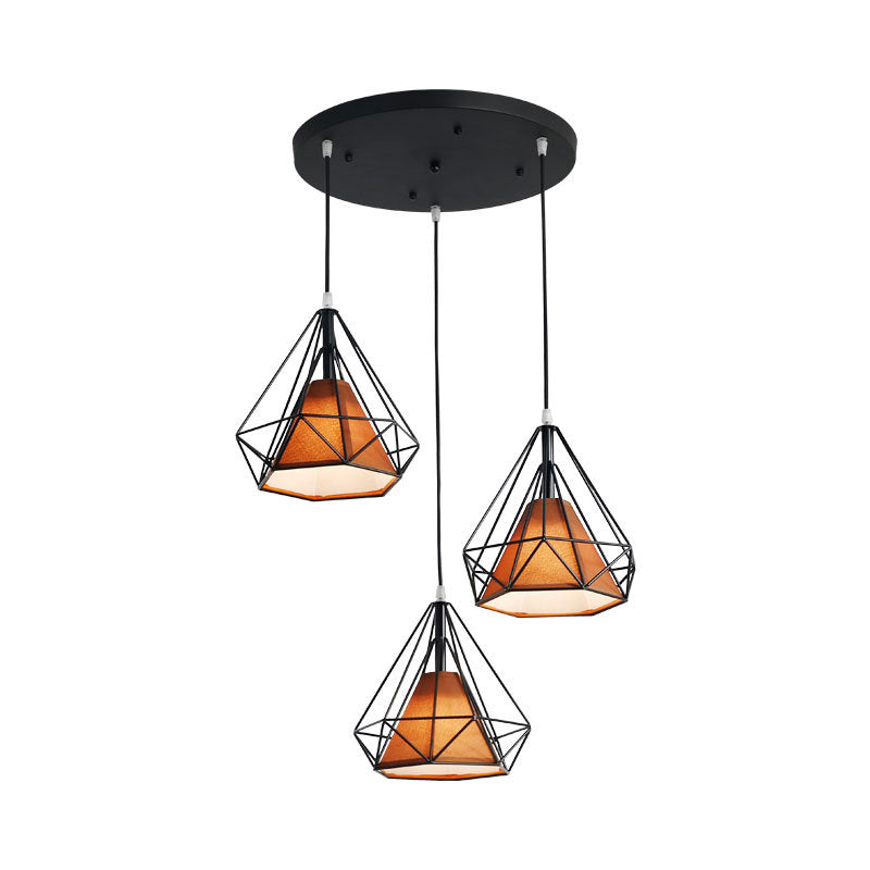 3 luci Diamond Cage Multi Cioncant Light Creative Industrial Metal Multi-Light Ciondolo per il ristorante