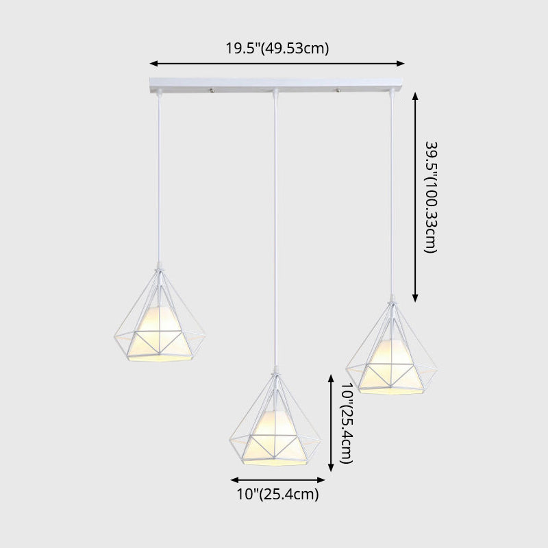 3 luci Diamond Cage Multi Cioncant Light Creative Industrial Metal Multi-Light Ciondolo per il ristorante