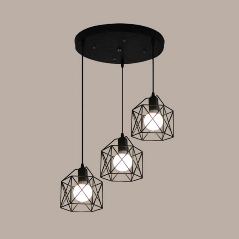 3 luci Birdcage multi pendente semplice in stile industriale Metal Multi Drop Affermazione per il ristorante