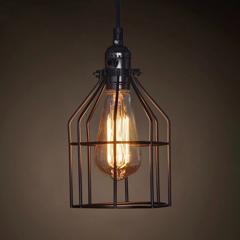 1 licht gekooide hangende verlichtingsarmaturen retro industriële stijl metallic hangende hanglampen voor bar