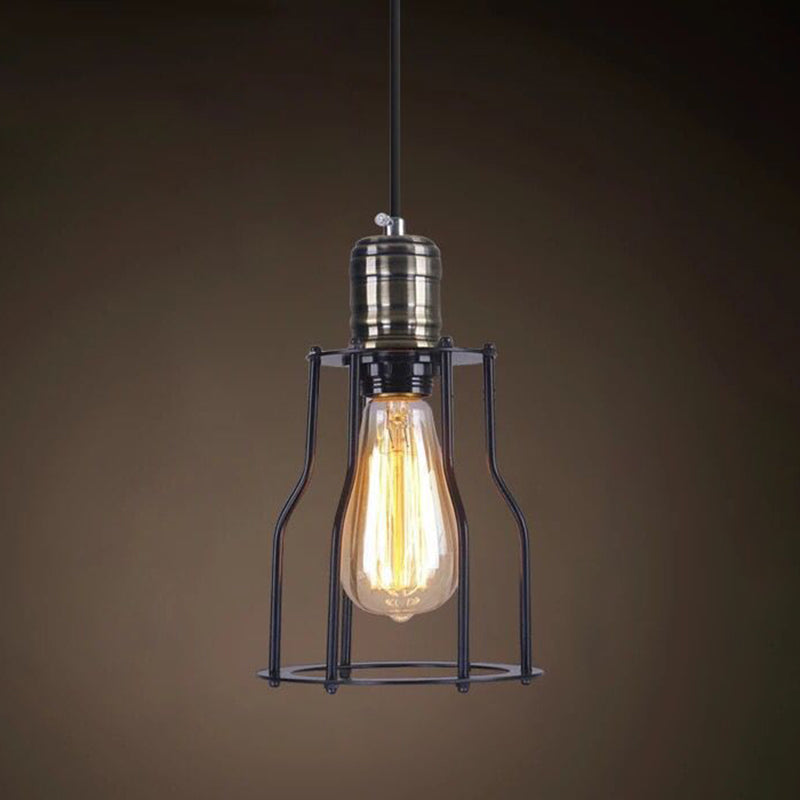 1 licht gekooide hangende verlichtingsarmaturen retro industriële stijl metallic hangende hanglampen voor bar