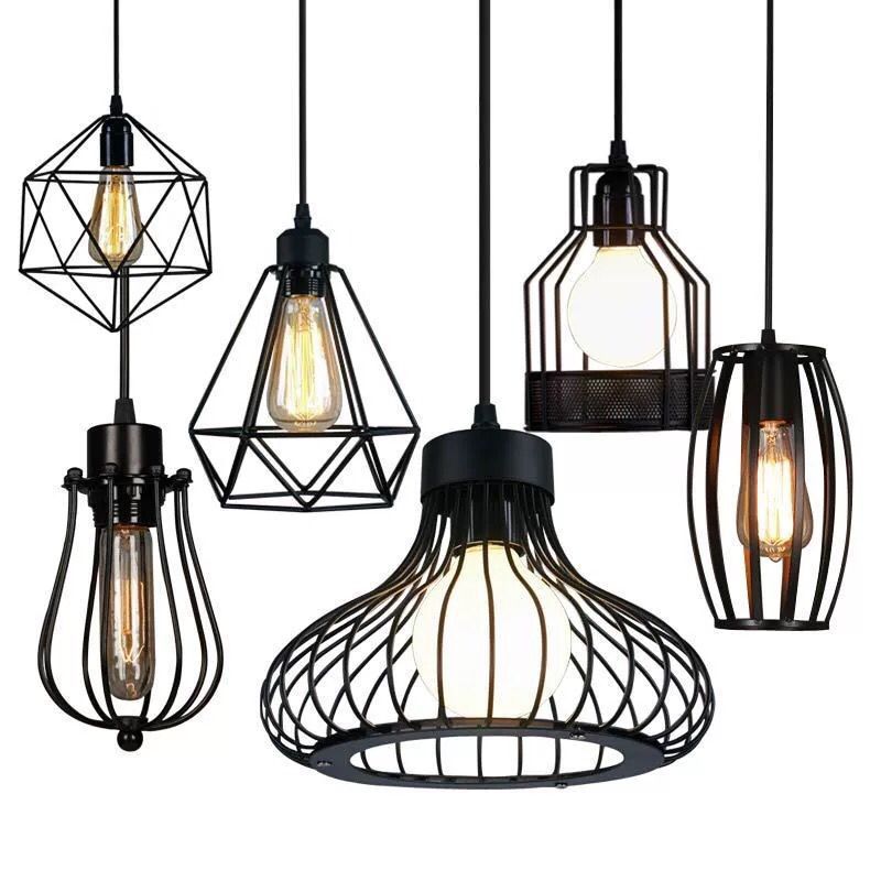 1 licht gekooide hangende verlichtingsarmaturen retro industriële stijl metallic hangende hanglampen voor bar