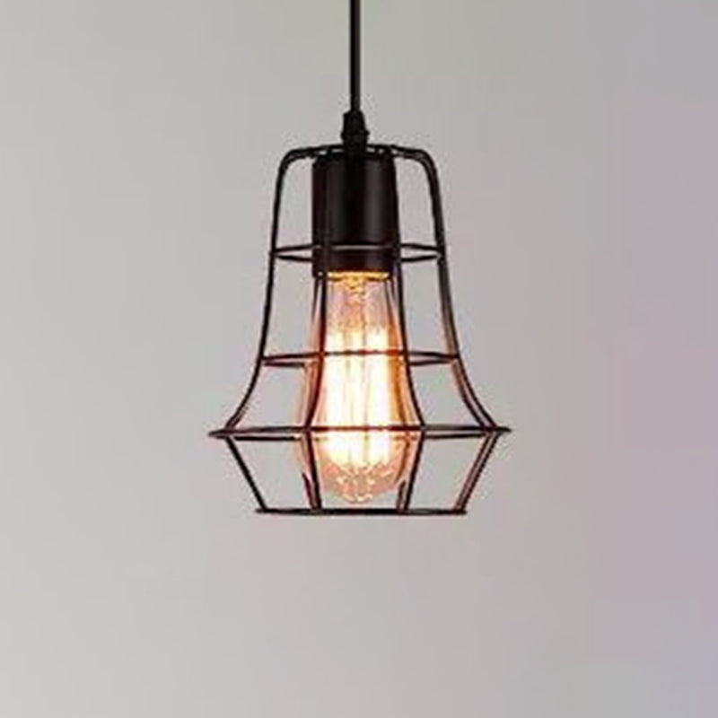 1 licht gekooide hangende verlichtingsarmaturen retro industriële stijl metallic hangende hanglampen voor bar