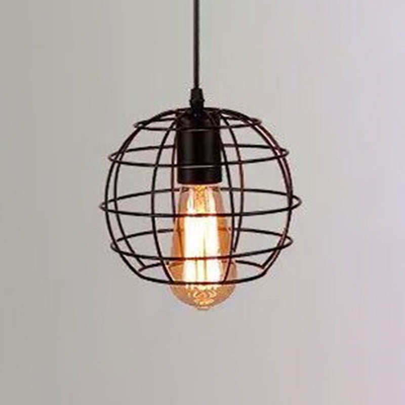 1 licht gekooide hangende verlichtingsarmaturen retro industriële stijl metallic hangende hanglampen voor bar