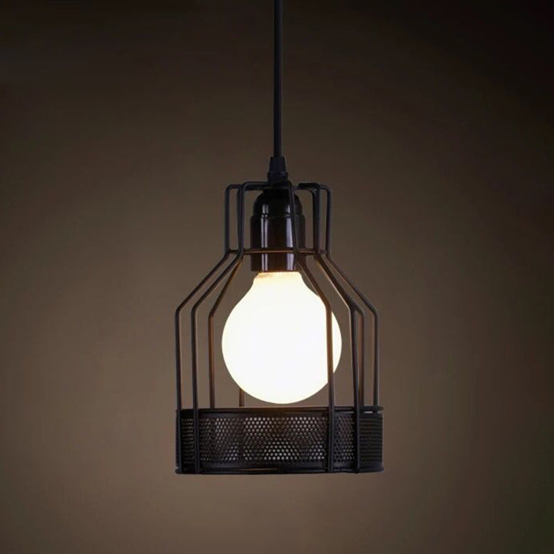 1 licht gekooide hangende verlichtingsarmaturen retro industriële stijl metallic hangende hanglampen voor bar