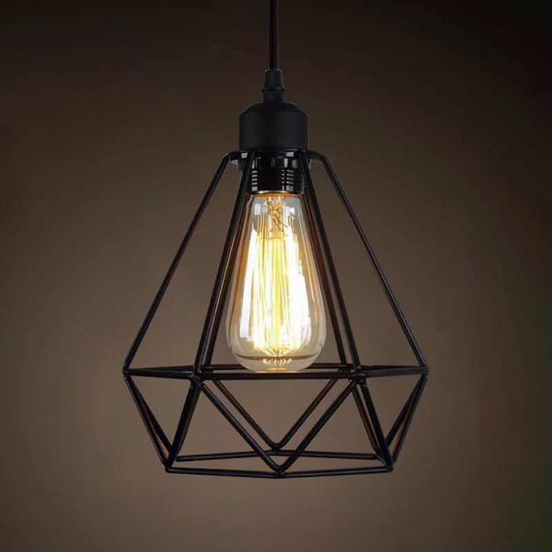 1 licht gekooide hangende verlichtingsarmaturen retro industriële stijl metallic hangende hanglampen voor bar