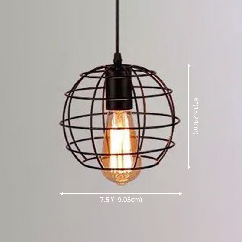 1 licht gekooide hangende verlichtingsarmaturen retro industriële stijl metallic hangende hanglampen voor bar