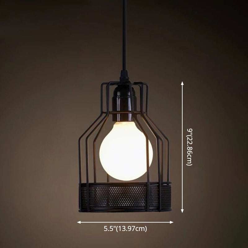 1 licht gekooide hangende verlichtingsarmaturen retro industriële stijl metallic hangende hanglampen voor bar