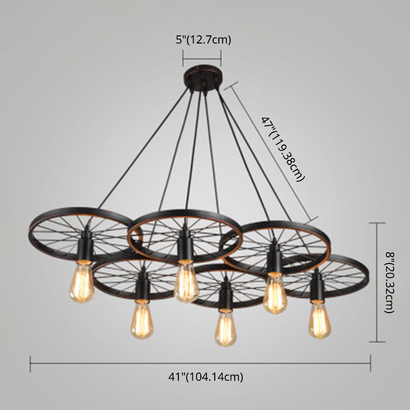 Wiel multi -light hangende industriële stijl metalen multiple lamp hangers voor restaurant