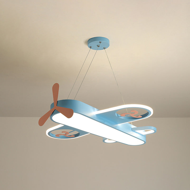 1 leichte Flugzeugform Anhänger Kinder Metallische Droplampe mit runden Baldachin für Schlafzimmer