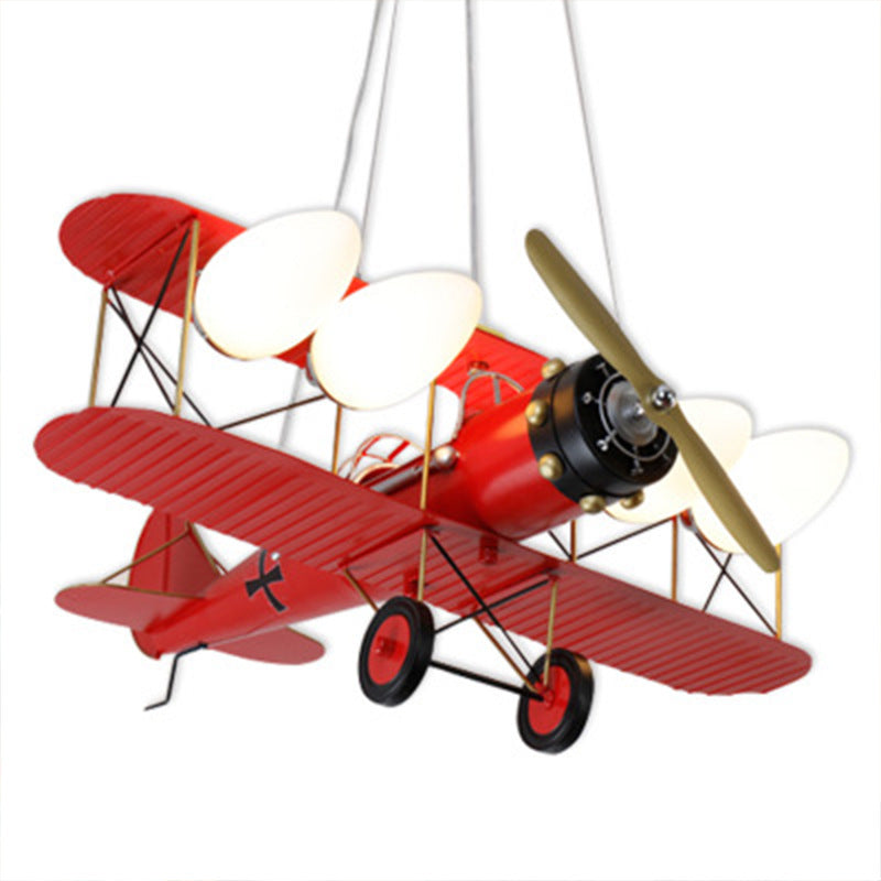 5 Lichter Flugzeugform Pendelleuchten Kinder Metallische Deckenhänge für Kindergarten