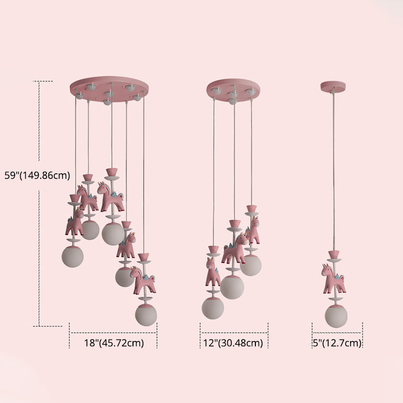 Karousel hängende Deckenleuchte Cartoon Harz hängende hängende Licht für Mädchen Schlafzimmer