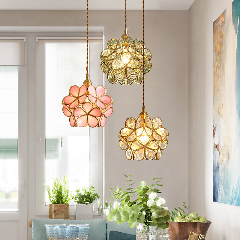 1 Light Flower Hanging Ceiling Light Nordic Style Metallic Down Lighting Pendant for Restaurant