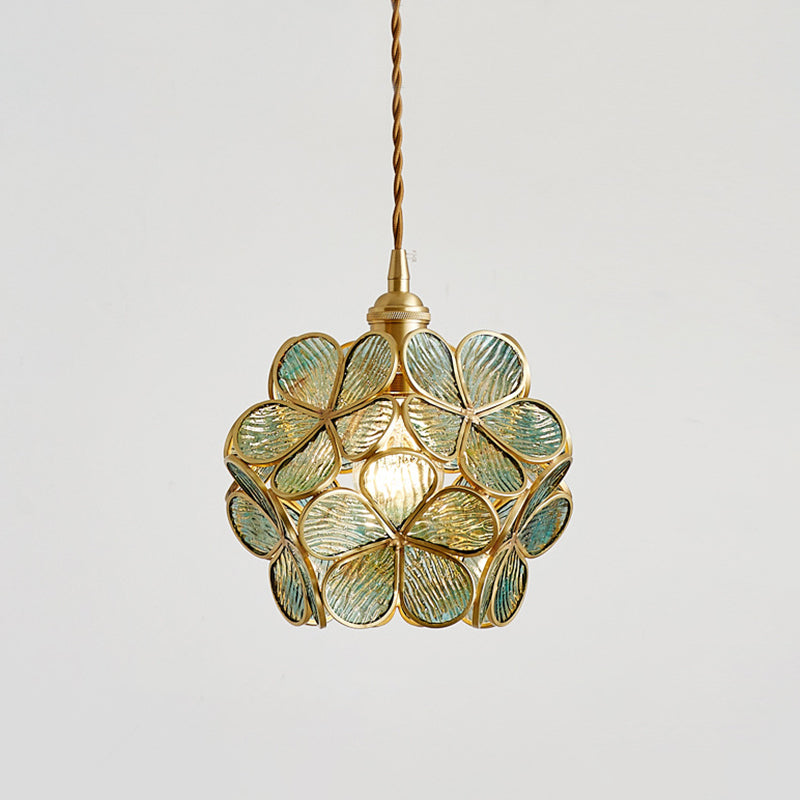 1 Light Flower Hanging Ceiling Light Nordic Style Metallic Down Lighting Pendant for Restaurant