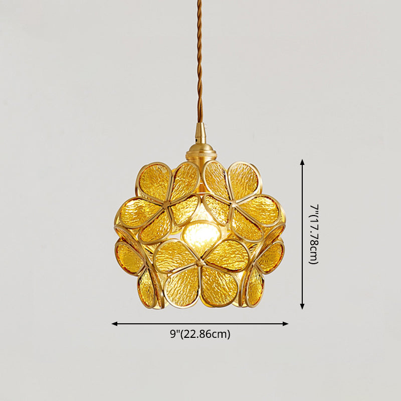 1 Light Flower Hanging Ceiling Light Nordic Style Metallic Down Lighting Pendant for Restaurant
