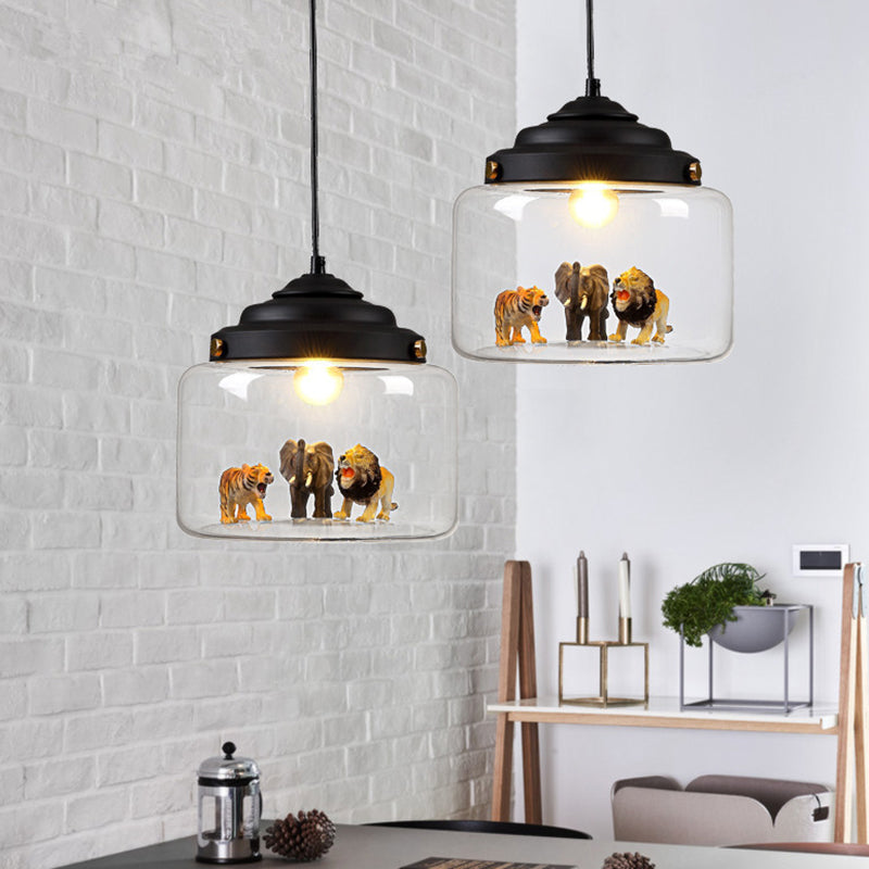 1 léger petit zoo pendant plafonniers caricatures en verre de plafond suspendu pour chambre à coucher