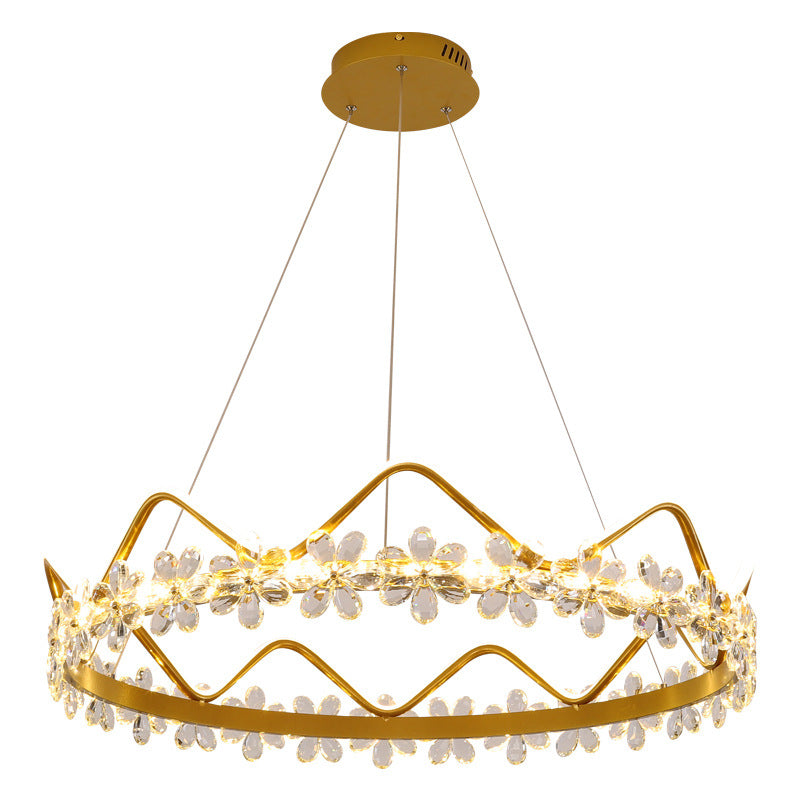 1 couronne légère suspendue pendante lumière nordique Crystal Éclairage en suspension pour le salon