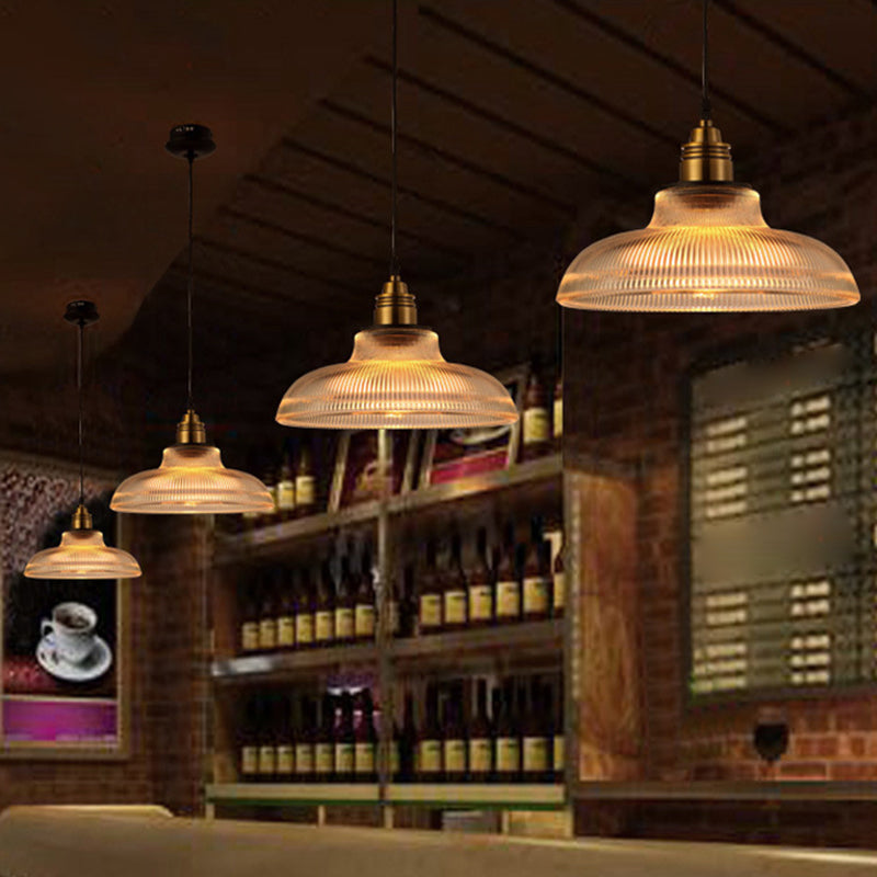 Lampada a ciondolo a cupola a 1 lugni lampada in vetro a costola industriale retrò lampada appesa