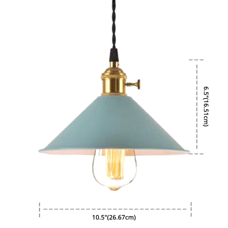 Noordse industriële paraplu hanger licht metaal kleurrijke macarons 1-licht hanglampje verlichting