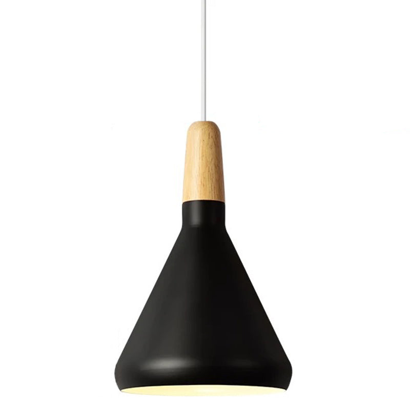 Modern Minimalist Wooden Top Pendant Light Metal Colorful Macarons 1-Light Pendant Lighting