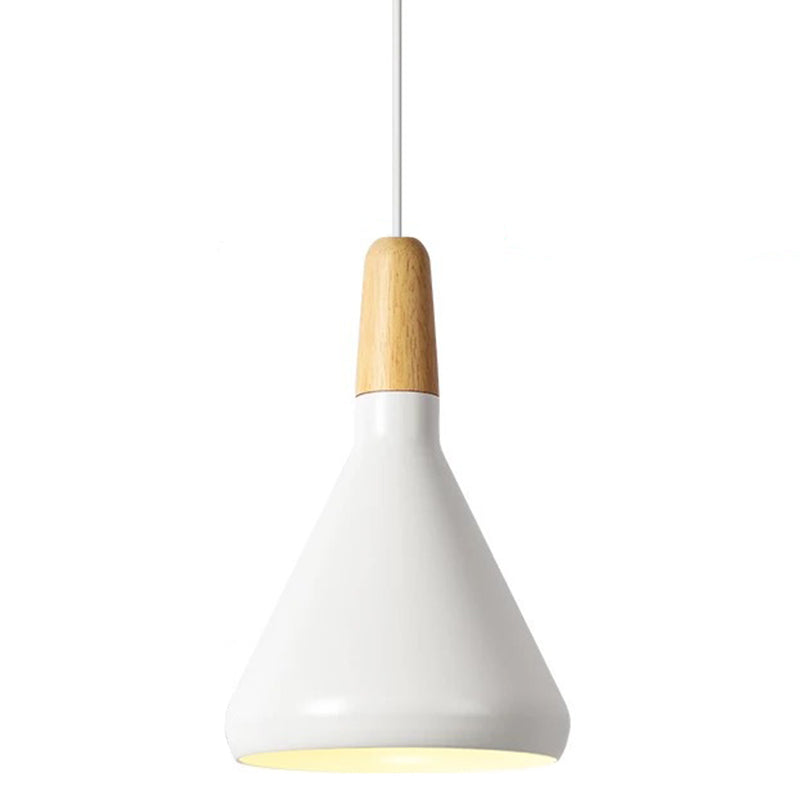 Modern Minimalist Wooden Top Pendant Light Metal Colorful Macarons 1-Light Pendant Lighting