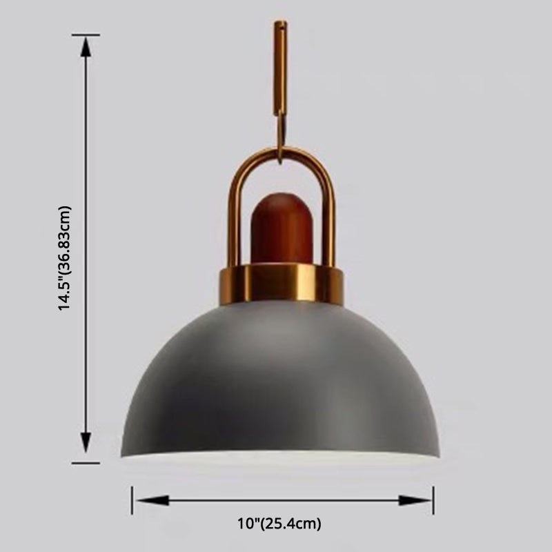 1-Light Bowl Pendant Lamp Nordic Macarons Style Metal Restaurant Hanging Lamp