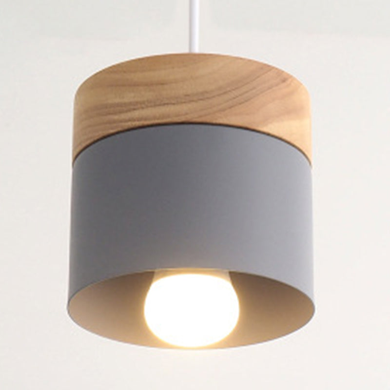Moderni minimalisti in legno top a sospensione macaron in metallo a 1 luce a pendente illuminazione