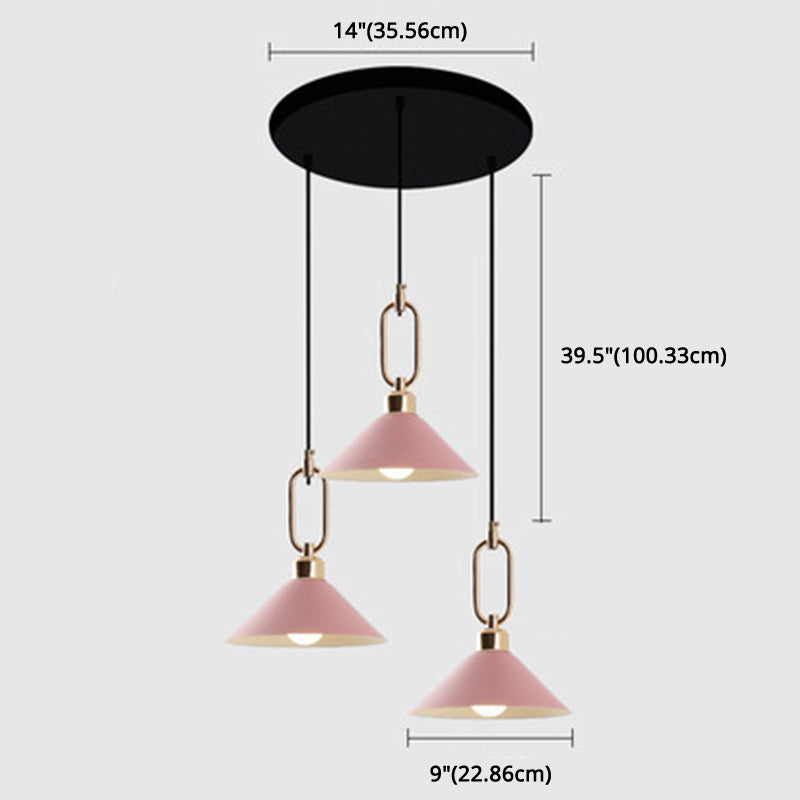 Macarons moderni ombrello ombrello a sospensione Light Metal Cipante Lighting con anello metallico