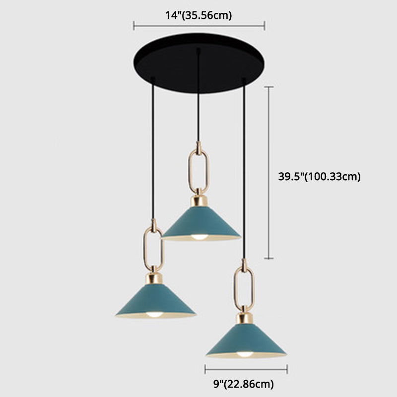 Macarons moderni ombrello ombrello a sospensione Light Metal Cipante Lighting con anello metallico