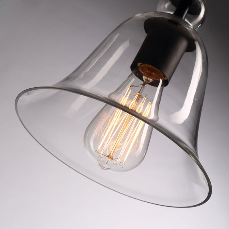 Lámpara colgante de campana modernismo ámbar/vidrio transparente 1 cabezal comedor lámpara colgante