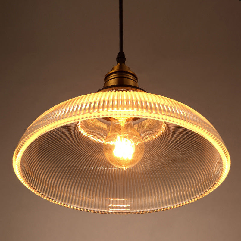 Retro Industrial 1 Light Pendant Prismatic Glass Dome Pendant Lighting for Living Room