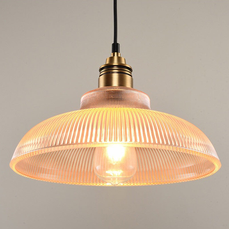 Retro Industrial 1 Light Pendant Prismatic Glass Dome Pendant Lighting for Living Room