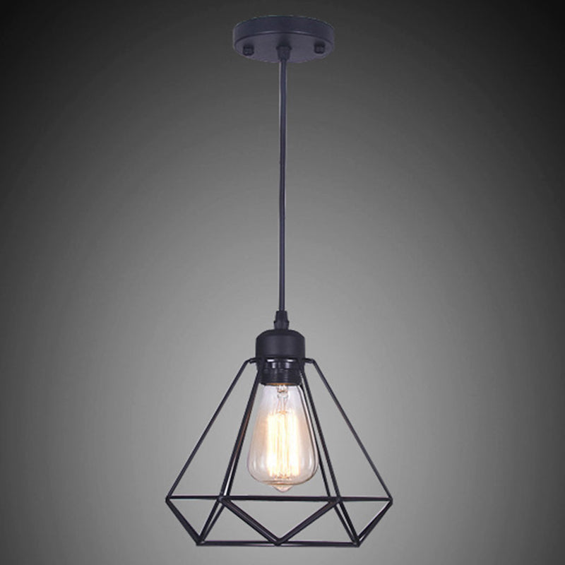 Diamond Iron Iron Cluster Lighting Industrial Retro Restaugh Hanging Lampada in nero
