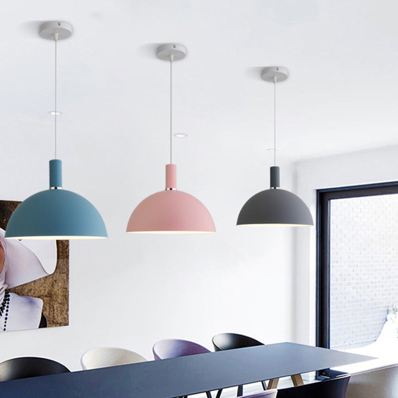 Metal Hemispherical Hanging Light Nordic Style 1 Light Restaurant Ceiling Pendant Lamp