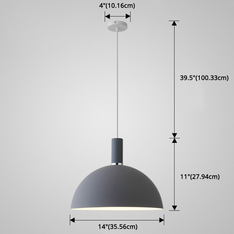 Metal Hemispherical Hanging Light Nordic Style 1 Light Restaurant Ceiling Pendant Lamp