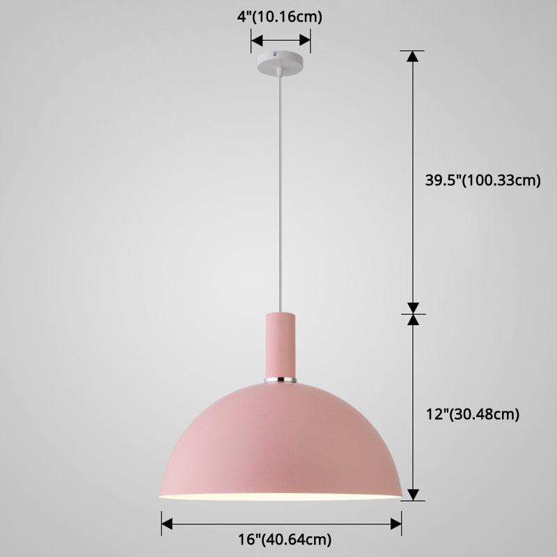 Metal Hemispherical Hanging Light Nordic Style 1 Light Restaurant Ceiling Pendant Lamp