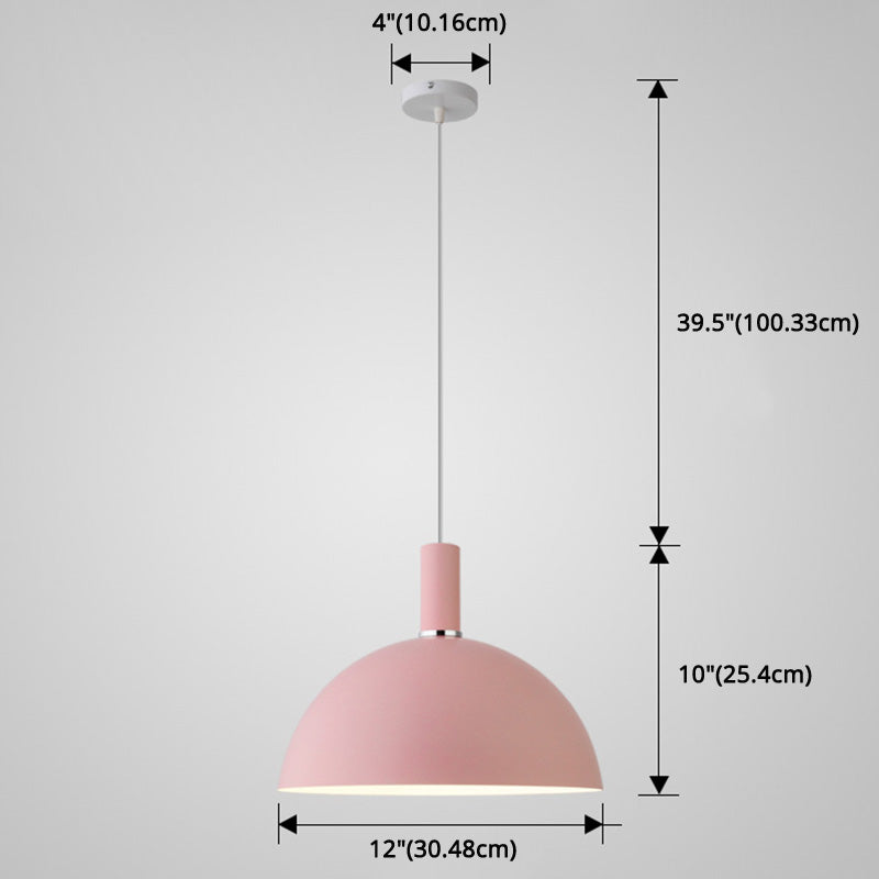 Metal Hemispherical Hanging Light Nordic Style 1 Light Restaurant Ceiling Pendant Lamp