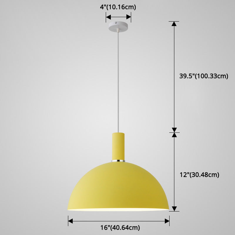 Metal Hemispherical Hanging Light Nordic Style 1 Light Restaurant Ceiling Pendant Lamp