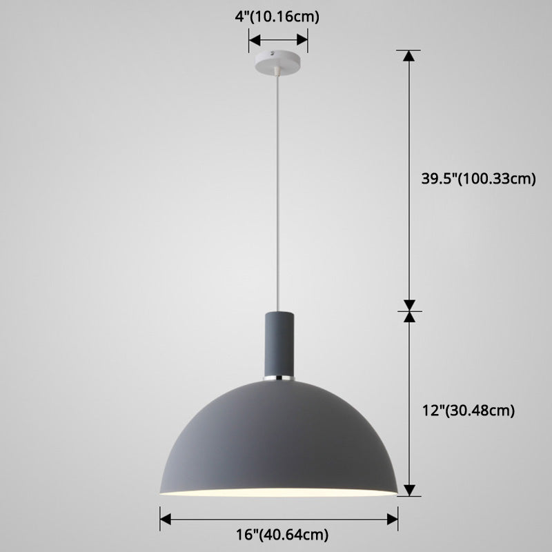 Metal Hemispherical Hanging Light Nordic Style 1 Light Restaurant Ceiling Pendant Lamp
