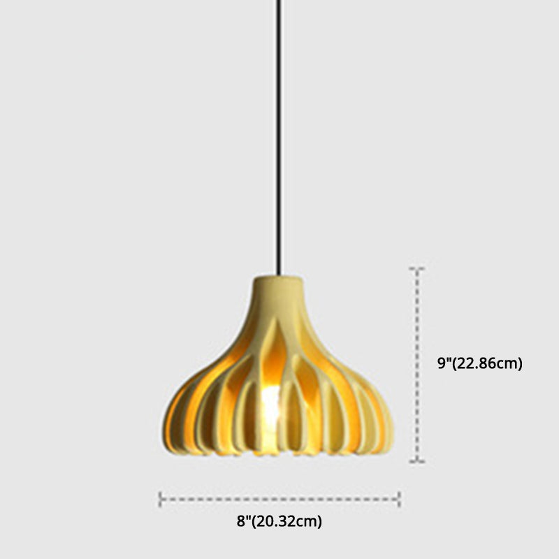 1-Light Coral Line Shade Pendant Lampe Nordic Modern Modern Style Resin Prowing Lamping For Dining Room