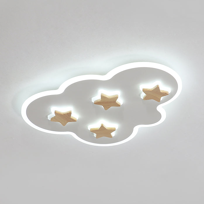 Cloud et Star Kid Bedroom Flush Mount Ceiling Light Acrylic Art Déco Ceiling Light Fixture