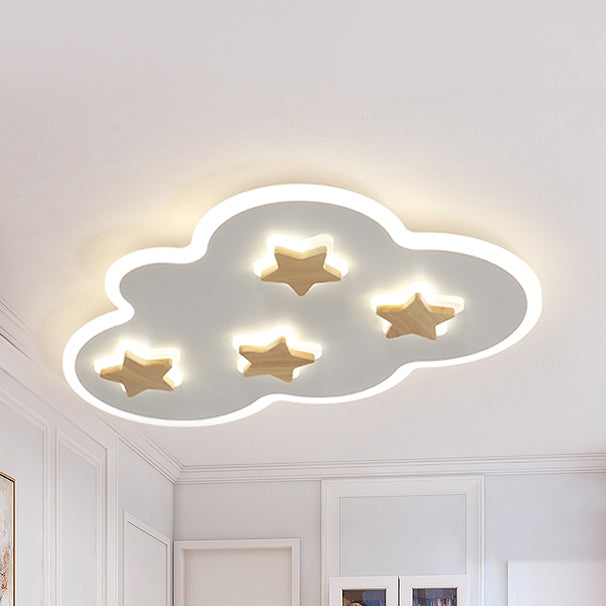 Cloud et Star Kid Bedroom Flush Mount Ceiling Light Acrylic Art Déco Ceiling Light Fixture
